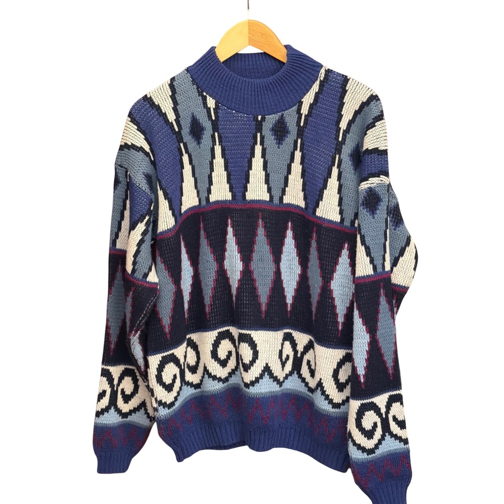 90s Croquet Club Sweater Geometric Grandpacore Retro Abstract Indie Sleaze